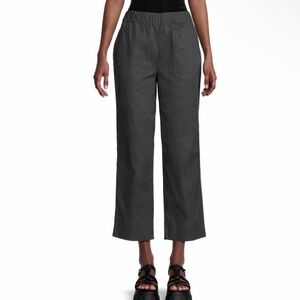 FAHERTY Everyday Crop Wide Leg Cotton Pants in Dark Gray Sz L Organic Cotton